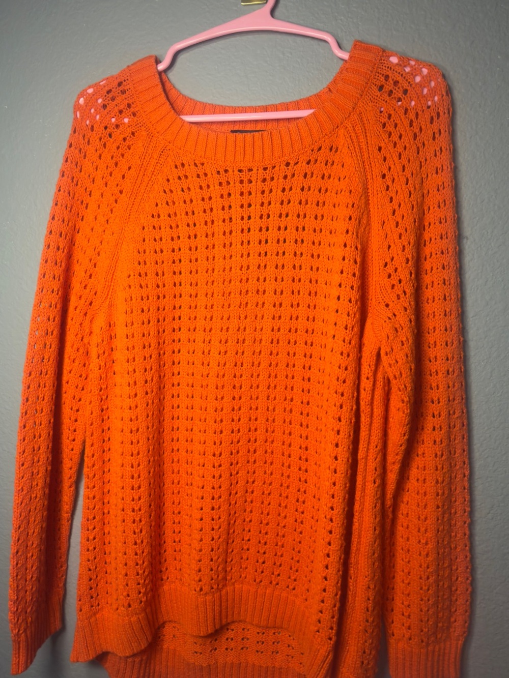 Talbots Open-Stitch Scoopneck Sweater in Bright Orange